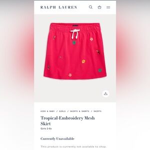 Ralph Lauren Girls Pink Tropical Skirt Size XL 16